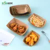 Caja de Papel Kraft Desechable Forma de Barco Comercial para Snacks de Pollo Frito y Piel de Camote Papas Fritas Brochetas Fritas Barbacoa Caja de Empaque Forma de Barco Caja de Almuerzo