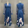 Primavera 2026 Aliexpress Amazon Vestido Largo de Malla Patchwork Francés Ajustado Versátil Estampado Largo para Mujer