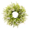 Corona de Margaritas Simuladas de Primavera y Verano de Amazon Corona de Crisantemos Blancos Frescos y Hojas de Helecho Corona de Decoración para Ventana de Casa Transfronteriza
