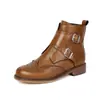 Botas Chelsea retro estilo brogue para mulheres com fivela de cinto, Botas estilo Martin britânico, bico redondo, botas femininas de tamanho grande, fornecimento transfronteiriço