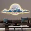 Pintura de Luz LED Cruzada Sala de Estar Fondo de Sofá Pared Decorativa Moderna Simple Alto Grado Respaldo Montaña Dorada Lujo Ligero Pintura Colgante