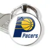 Logo de Equipo de la NBA Lakers Warriors 76ers Time Gem Aleación de Metal Llavero Grabado Colgante de Llave