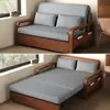 Sofá cama, estilo chino retro, plegable, multifuncional, de doble uso, sala de estar, sofá cama de cuero encerado al aceite, diseño todo en uno