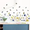 Pegatinas de Pared Autoadhesivas de Flores Moradas Pastorales Frescas con Mariposas Decoración de Pared de Fondo para Sala de Estar Sofá Pegatinas BR0608F