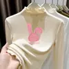 Camiseta de Lã com Gola Alta e Babados de Manga Longa para Meninas Outono/Inverno Top Infantil Outono/Inverno