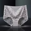 Ropa interior de encaje sexy sin marcas europea y americana de cintura alta para levantar abdomen y cadera, con entrepierna de algodón, antibacteriana, cómoda, transpirable, para mujer de talla grande