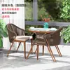 Juego de Sillas de Ratán para Exteriores de Tres Piezas, Adecuado para Apartamentos Pequeños, Balcones, Jardines Exteriores y Patios, con un Juego de Mesa Pequeña y Sillas para el Ocio
