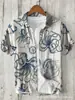 Camisa de Lino Estampada de Manga Corta para Hombre Nueva de Verano Camisa Casual Holgada