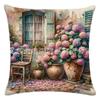 Funda de almohada de felpa corta de cuero color melocotón y lino transfronteriza, nueva, con flores de primavera y verano, para el hogar, la sala de estar y el sofá.