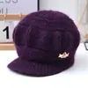 Chapéus de Inverno para Mulheres, Novos Chapéus de Lã Versáteis, Chapéus de Tricô para Mães de Meia-Idade e Idosas, Chapéus Quentes Espessos de Veludo para Mulheres