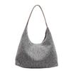 Bolsa Tote Artística de Pelúcia Vintage Grande Capacidade Feminina 2024 Nova Outono e Inverno Estilo Ocidental Versátil para o Dia a Dia Bolsa de Ombro