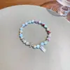 Nova Pulseira de Contas Coloridas Contrastantes Estilo Chinês Pedra Imitação Shoushan para Mulheres Verão Dopamina Colorida Design de Nicho Pulseira Elástica