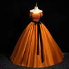 Vestido Tutu de Cetim Laranja de Ombro Único para Performance Solo para Exames Vocais de Estudantes, Apresentação em Reuniões Anuais e Vestidos de Noite para Mulheres Atacado