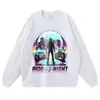T-shirt Tendência Vintage Lavada Manga Curta Estilo Motocicleta e Carro Esportivo Loose para Casal Marca High Street Cyberpunk Direto do Fabricante