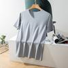 Seda Gelo Secagem Rápida Manga Curta Masculina Verão Top Exterior Sem Costura Fino Slim Malha Esportes Corrida Decote V Camiseta Moderna