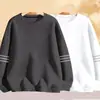 Moletom masculino, novo modelo primavera e outono 2025, gola redonda, corte solto, blusa de outono sem capuz, jaqueta de manga comprida para adolescentes