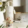 Copo Térmico Portátil com Revestimento Cerâmico, Grande Capacidade, Copo de Café Gelado para Escritório de Meninas, Chaleira com Canudo para Montagem em Carro ao Ar Livre