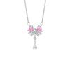 Collar Lazo Plata Esterlina 925 femenino diseño nicho lujo ligero borla circón cadena clavícula amor colgante diamante rosa