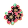 Exquisito Broche de Flor de Cerezo en Bloques de Color Rosa y Negro de Tres Pétalos, Pin de Flor de Aleación Esmaltada, Insignia de Solapa para Mochila, Accesorio de Medalla