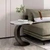 Mesa de Centro de Ardósia Oval, Móveis Modernos de Luxo Leve para Sala de Estar, Mesa de Centro Criativa Tendência Nova para Apartamento Pequeno Minimalista