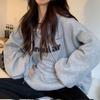 Sudadera con Capucha Gruesa de Otoño e Invierno Nueva para Mujer, Estilo Cangrejo de Cinco Paneles, Forrada de Polar, Chaqueta Holgada Oversize Estilo Coreano para Estudiantes