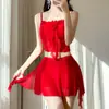 Traje de Baño Estilo Hada para Mujer, Bikini, Dos Piezas Bali, Rojo, Sexy, Estilo Puro Deseo, Sin Tirantes, Fuente Termal, Nuevo Traje de Baño para Mujer