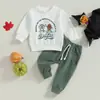 Conjunto de Suéter de Manga Larga con Letras y Pantalones Casuales con Cordón para Niños Otoño e Invierno Conjunto Guapo de Dos Piezas Transfronterizo para Europa y América