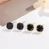 Mini Pendientes Cuadrados Negros para Mujer, Hechos de Plata Pura, Aptos para Dormir Sin Quitárselos, Pequeños y Elegantes con un Toque de Alta Gama