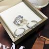 Coreano ins Estilo Frío Set de Tres Piezas de Alta Gama Anillo de Zirconia para Mujer Abierto Ajustable Versátil Elegante Sencillo