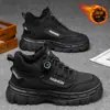 Botas Martin de caña alta para hombre 2025 Otoño Forradas de polar Nuevas Zapatos de trabajo estilo británico retro para hombre Suela gruesa Casual