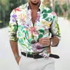 Nueva Camisa de Manga Larga para Hombre con Estampado Floral 3D Camisa de Explosiones Holgada Casual Versátil Camisa con Cuello