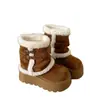 Botines de felpa con suela gruesa, botas de nieve para mujer, nuevo modelo popular 2026, cálidos de invierno, forrados de felpa, con correa de doble hebilla desmontable, botas de algodón