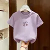 Verão 2026 Nova Roupa Infantil para Crianças Maiores, Camiseta Manga Curta 100% Algodão para Meninas, Blusa de Verão Infantil Camiseta da Moda