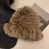 Gorro de piel de conejo para niños, otoño e invierno, grueso, cálido, de lana fría, con protección para las orejas de piel pequeña, gorro de pescador de felpa