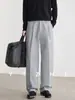 También, Pantalones Largos Casuales Rectos Holgados de Color Sólido con Caída, Pliegues Dobles Anchos para Hombre Otoño 2026 con Acentos Metálicos