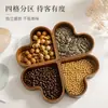 Bandeja de frutas en forma de corazón de madera maciza, caja de dulces, bandeja para almacenar nueces, bandeja apilable creativa de estilo japonés para frutas secas, forma de corazón de madera de nogal