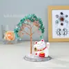 Árbol de la Fortuna de Grava de Citrino Natural al por mayor, Adornos de Gato de la Suerte, Árbol de la Vida de Cristal, Piezas de Ágata, Adornos de Escritorio