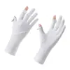 Guantes largos de seda fría con protección solar, finos, de verano, con pantalla táctil y batería para coche, antideslizantes, venta al por mayor