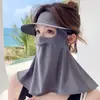 Máscara de Proteção Solar de Seda de Gelo para Mulheres, Protetor Solar de Rosto Inteiro com Aba Integrada, Facekini, Máscara Anti-UV, Proteção do Pescoço, Chapéu de Sol para o Verão