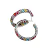Pendientes Llamativos con Circonita en Forma de Huevo, Aros en Forma de C, Estilo Perezoso de Alta Gama, Aros Grandes Multicolores con Múltiples Gemas, con una Atmósfera Evocadora