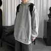 Sudadera de Color Sólido para Hombre 2023 Primavera y Otoño Estilo Hong Kong Ins con Capucha Holgada Moda Ropa de Otoño Hip-hop