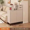 Gabinete de entrada y zapatero de madera maciza integrados para uso doméstico, nuevo gabinete de almacenamiento de doble cara para división de sala de estar, gabinete de almacenamiento estilo crema