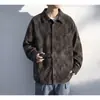 Camisa de manga larga estilo japonés con cuello mandarín, nueva colección otoño 2026 para hombre, texturizada, corte holgado, camisa casual, prenda exterior versátil para hombre