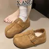 Zapatos de Cuero de Vaca de Cobertura Completa Estilo Birkenstock para Mujer, con Forro de Lana Añadido y Acolchado Espeso para Calidez, Aumento Oculto de Altura, Mocasines sin Cordones y Mocasines