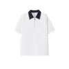 Camisa Polo Manga Curta com Gola Masculina Marca Tendência Verão Patchwork Solta Moda 2026 Camiseta Versátil Cor Sólida Top