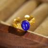 Anillo Abierto Ajustable Unisex Huibaoli Chapado en Plata S925 Lapis Lapis Lapis Lauli Hilo de Huevo Tejido Flor Retorcida