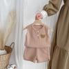 Nuevo Estilo de Verano Conjuntos de Top y Pantalón para Niños y Niñas, Traje de Dos Piezas con Shorts sin Mangas de Oso Waffle para Niños Pequeños y Medianos