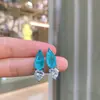 Nuevo conjunto de joyería de moda estilo europeo y americano, simulación de tansanaquamarina, colgante 15*25 pendientes 8*16