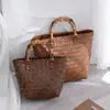 Bolso Tejido a Mano Vintage Cesta de Mano Imitación Ratán Moda Cesta de Compras Gran Capacidad Bolsa de Regalo de Moda