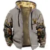Jaqueta Masculina de Algodão Retro Europeia e Americana com Forro de Lã Espessada Jaqueta de Algodão de Inverno com Zíper e Capuz Inverno